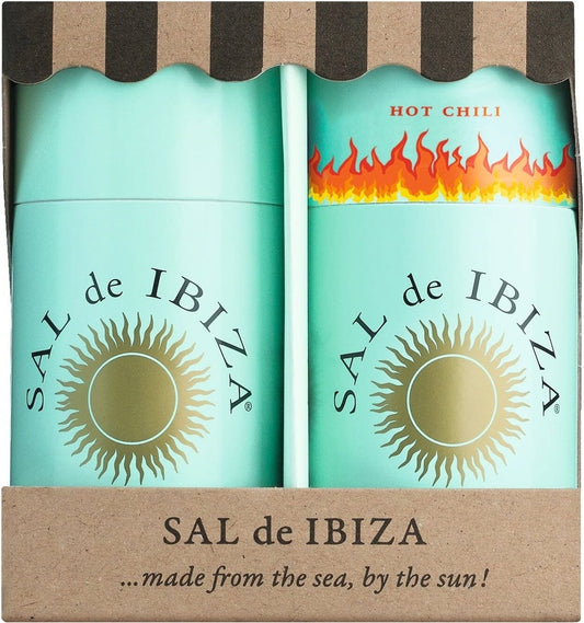 Sal de Ibiza Zestaw soli Pur & Chili - w koszu plażowym Granito